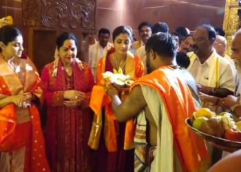 ರಾಜ್ಯಕ್ಕೆ ಭೇಟಿ ನೀಡಿ ಟೆಂಪಲ್ ರನ್ ನಡೆಸಿದ ನಟಿ ಶಿಲ್ಪಾ ಶೆಟ್ಟಿ