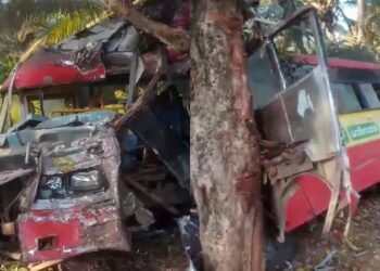 ಮರಕ್ಕೆ ಡಿಕ್ಕಿ ಹೊಡೆದ ಬಸ್: 20 ಜನರ ಸ್ಥಿತಿ ಗಂಭೀರ