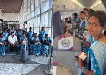 ಕೂಲಿ ಮಾಡುತ್ತಿರುವ ಮಹಿಳಾ ಕಾರ್ಮಿಕರಿಗೆ ವಿಮಾನಯಾನ ಭಾಗ್ಯ