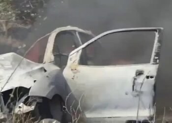 ಕಾರಿಗೆ ಬಸ್ ಡಿಕ್ಕಿ: ಹೊತ್ತಿ ಉರಿದು ಇಬ್ಬರು ಸಜೀವ ದಹನ