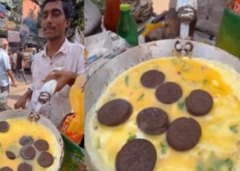 Viral Video : ಆಮ್ಲೆಟ್ಗೆ ಓರಿಯೋ ಬಿಸ್ಕೆಟ್ ಮಿಕ್ಸ್ ; ಬೀದಿ ಬದಿ ವ್ಯಾಪಾರಿಯ ತಿನಿಸು ಫುಲ್ ವೈರಲ್