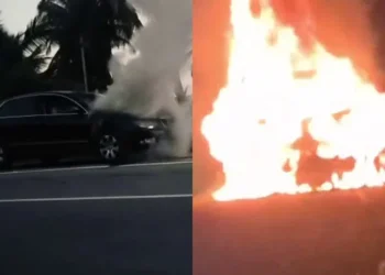 ಪ್ರವಾಸಿಗರ ಕಾರಿಗೆ ಬೆಂಕಿ!