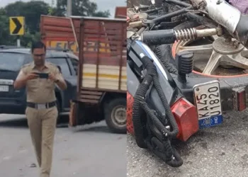 ಹಾರಿ ಹೋದ ಬೈಕ್ ಸವಾರನ ರುಂಡ!