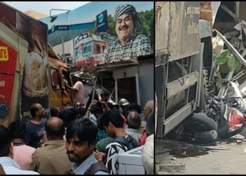 ಬೆಂಗಳೂರು : ಚಾಲಕನ ನಿಯಂತ್ರಣ ತಪ್ಪಿ ಏಕಾಏಕಿ ಪೆಟ್ರೋಲ್ ಬಂಕ್ಗೆ ನುಗ್ಗಿದ ಟ್ರಕ್!