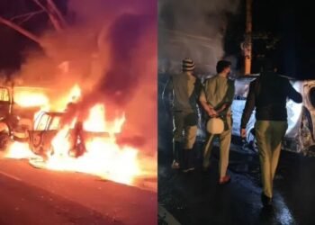 ಟಿಪ್ಪರ್‌- ಇನೋವಾ ಡಿಕ್ಕಿ ಹೊಡೆದು ಹೊತ್ತಿ ಉರಿದ ಕಾರು  | ಚಾಲಕ ಸಾವು