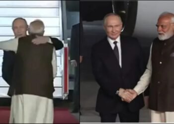 ಭಾರತಕ್ಕೆ ಬಂದಿಳಿದ ರಷ್ಯಾ ಅಧ್ಯಕ್ಷ ಪುಟಿನ್‌ರನ್ನು  ಆತ್ಮೀಯವಾಗಿ ಸ್ವಾಗತಿಸಿದ ಪ್ರಧಾನಿ ಮೋದಿ