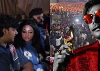 ರಾಜ್ಯದೆಲ್ಲೆಡೆ ‘ಡೆವಿಲ್’ ಅಬ್ಬರ | ಫ್ಯಾನ್ಸ್‌ ಜೊತೆ   ಮೊದಲ ಶೋ ವೀಕ್ಷಿಸಿದ ದರ್ಶನ್​ ಪತ್ನಿ, ಪುತ್ರ, ಧನ್ವೀರ್​!