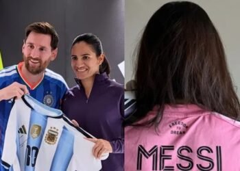 ಇಬ್ಬರ ಕೈಗಳಲ್ಲಿ ವಿಶ್ವಕಪ್ ಕಿರೀಟ : ರೇಣುಕಾ ಸಿಂಗ್‌ಗೆ ಲಿಯೋನೆಲ್ ಮೆಸ್ಸಿ ಭೇಟಿ ಸ್ಮರಣೀಯ ಕ್ಷಣ!