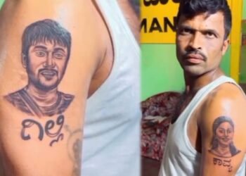 ಮಂಡ್ಯದಲ್ಲಿ ಗಿಲ್ಲಿ-ಕಾವ್ಯಾ ಟ್ಯಾಟೂ ಕ್ರೇಜ್ | ಪೋಟೋ, ಹೆಸರು ಹಚ್ಚೆ ಹಾಕಿಸಿಕೊಂಡ ಅಭಿಮಾನಿ