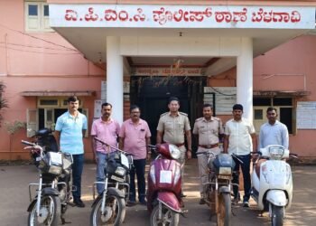 ಬೆಳಗಾವಿ | ಇಬ್ಬರು ಕಳ್ಳರ ಬಂಧನ : 5 ಬೈಕ್‌ಗಳು ವಶ
