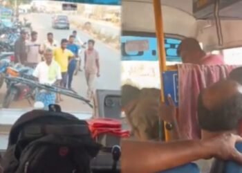 ಪತ್ನಿಗೆ ನಿಂದಿಸಿದ ಆರೋಪ | ಬಸ್ ಅಡ್ಡಗಟ್ಟಿ ಚಾಲಕನಿಗೆ ಹಿಗ್ಗಾಮುಗ್ಗಾ ಥಳಿಸಿದ ಪತಿ