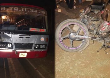 ಶಿವಮೊಗ್ಗದಲ್ಲಿ KSRTC ಬಸ್‌-ಬೈಕ್ ಮಧ್ಯೆ ಭೀಕರ ಅಪಘಾತ ; ಓರ್ವ ಸಾವು