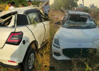 ಕಾರು ಪಲ್ಟಿಯಾಗಿ ಭೀಕರ ಅಪಘಾತ : ಶ್ರೀಶೈಲಕ್ಕೆ ಹೋಗ್ತಿದ್ದ ಇಬ್ಬರು ಸಾವು
