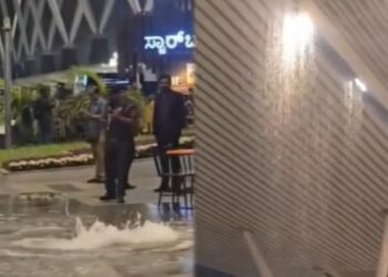 ಮಿನಿ ಜಲಪಾತದಂತಾದ ಬೆಂಗಳೂರು ಏರ್‌ಪೋರ್ಟ್‌.. ವಿಡಿಯೋ ವೈರಲ್‌