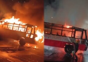 ಲುಲು ಮಾಲ್‌ ಎದುರೇ ಹೊತ್ತಿ ಉರಿದ KSRTC ಬಸ್!