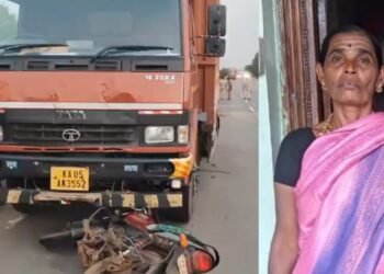 ಬೈಕ್ಗೆ ಕಂಟೇನರ್ ಡಿಕ್ಕಿ.. ಮಹಿಳೆ ಸ್ಪಾಟ್ ಡೆತ್!
