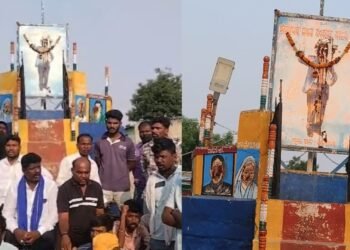 ಡಾ.ಬಿ.ಆರ್ ಅಂಬೇಡ್ಕರ್ ಭಾವಚಿತ್ರ ಸೇರಿ ದೇಶಭಕ್ತರ ಪೋಟೋಗಳಿಗೆ ಸಗಣಿ ಎರಚಿದ ಕಿಡಿಗೇಡಿಗಳು