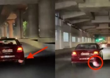 ಮಾಡಿಫೈ ಕಾರಲ್ಲಿ ಕರ್ಕಶ ಶಬ್ದ.. ಸೈಲೆನ್ಸರ್‌ನಲ್ಲಿ ಬೆಂಕಿ – ನಡುರಸ್ತೆಯಲ್ಲೇ ಪುಂಡನ ಹುಚ್ಚಾಟ!