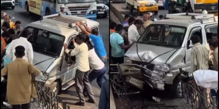 ಚಾಲಕನಿಗೆ ನಿದ್ದೆ ಮಂಪರು.. ನಿಯಂತ್ರಣ ತಪ್ಪಿ ಡಿವೈಡರ್‌ಗೆ ಡಿಕ್ಕಿ ಹೊಡೆದ ಕಾರು!