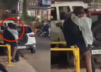ರಸ್ತೆ ಬದಿಯಲ್ಲೇ ಯುವಜೋಡಿಯ ರೊಮ್ಯಾನ್ಸ್.. ನೆಟ್ಟಿಗರಿಂದ ಛೀಮಾರಿ!