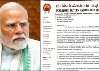 ಕಮರ್ಷಿಯಲ್ ಗ್ಯಾಸ್ ದರ ಇಳಿಸಿ – ಬೆಂಗಳೂರು ಹೋಟೆಲ್ ಅಸೋಸಿಯೇಷನ್​ನಿಂದ ಪ್ರಧಾನಿ ಮೋದಿಗೆ ಪತ್ರ!