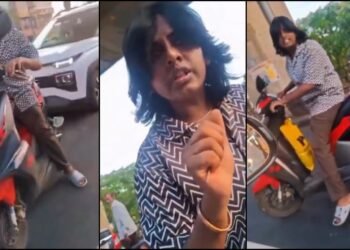 ಕಾರಿಗೆ ಬೈಕ್ ಟಚ್ ಆಗಿದ್ದಕ್ಕೆ ಯುವತಿಯ ರಂಪಾಟ – ನಡುರಸ್ತೆಯಲ್ಲೇ ಚಾಲಕನಿಗೆ ಅಶ್ಲೀಲ ಬೈಗುಳ!