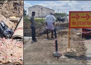 ಬೈಕ್ ಸಮೇತ ರಸ್ತೆ ಕಾಮಗಾರಿಗೆ ತೆಗೆದ ಗುಂಡಿಗೆ ಬಿದ್ದ ದಂಪತಿ : ಪತ್ನಿ ಸ್ಥಳದಲ್ಲೇ ಸಾವು.. ಪತಿ ಗಂಭೀರ!