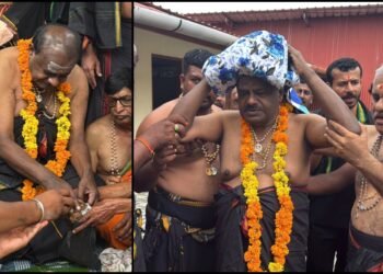 ಅಯ್ಯಪ್ಪ ಮಾಲೆ ಧರಿಸಿ, ಇರುಮುಡಿ ಹೊತ್ತು ಶಬರಿಮಲೆ ಯಾತ್ರೆ ಆರಂಭಿಸಿದ ಹೆಚ್ಡಿಕೆ!