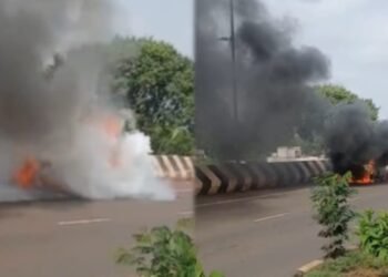 ಚಲಿಸುತ್ತಿದ್ದಾಗಲೇ ಧಗಧಗನೆ ಹೊತ್ತಿ ಉರಿದ ಕಾರು