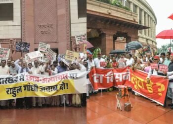 ಸಂಸತ್ತಿನ ಅಂಗಳದಲ್ಲಿ ಹೈಡ್ರಾಮಾ : ಆಡಳಿತ-ಪ್ರತಿಪಕ್ಷಗಳಿಂದ ಪರಸ್ಪರ ಪ್ರತಿಭಟನೆ.. ಘೋಷಣೆ!