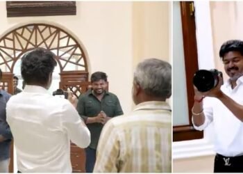 ವಿಶ್ವ ಛಾಯಾಗ್ರಹಣ ದಿನದಂದು ಕ್ಯಾಮೆರಾ ಹಿಡಿದು ಪತ್ರಕರ್ತರ ಫೋಟೋವನ್ನೇ ಕ್ಲಿಕ್ಕಿಸಿದ ತಮಿಳುನಾಡು ಸಿಎಂ ವಿಜಯ್