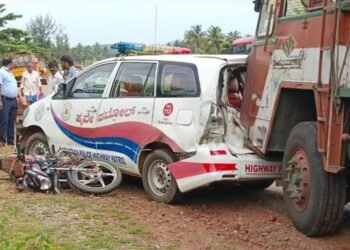 ಶಿರೂರಿನಲ್ಲಿ ಭೀಕರ ಸರಣಿ ಅಪಘಾತ ; ಓರ್ವ ಸಾವು, ಪೊಲೀಸ್ ವಾಹನ ಸೇರಿ 4 ಬೈಕ್‌ ಜಖಂ!