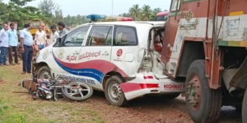 ಶಿರೂರಿನಲ್ಲಿ ಭೀಕರ ಸರಣಿ ಅಪಘಾತ ; ಓರ್ವ ಸಾವು, ಪೊಲೀಸ್ ವಾಹನ ಸೇರಿ 4 ಬೈಕ್‌ ಜಖಂ!